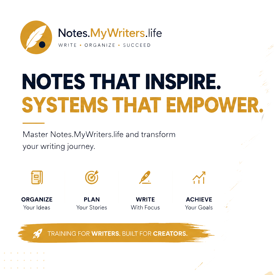 Notes.MyWriters.life. Notes that inspire. Systems that empower.